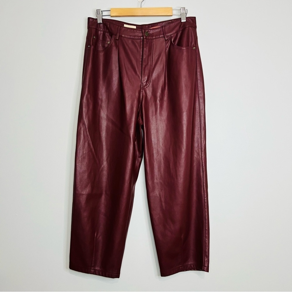 Anthropologie pilcro Burgundy Cropped Pants leather size 30 - Picture 2 of 10